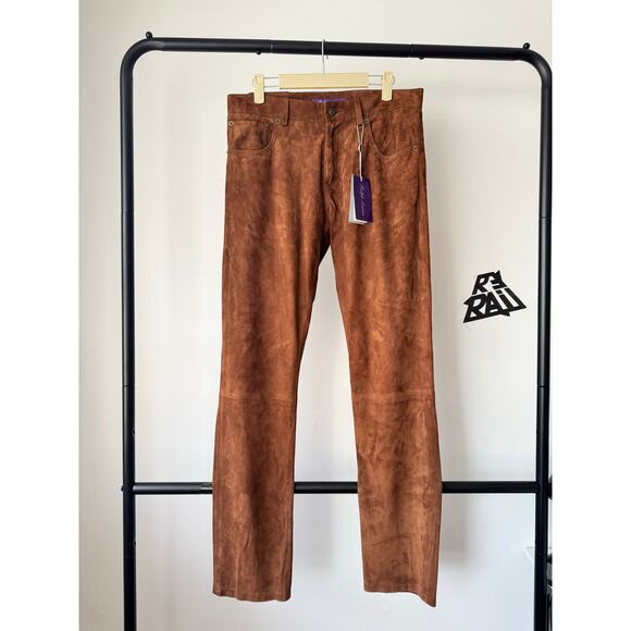 NWT $2295 Ralph Lauren Purple Label Suede Five-Pocket Pants - Picture 2 of 8